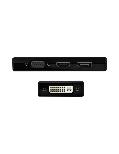 AISENS Conversor USB-C A DP DVI HDMI VGA, USB-C M-DP H-DVI H-HDMI H-Vga H, Negro, 15cm