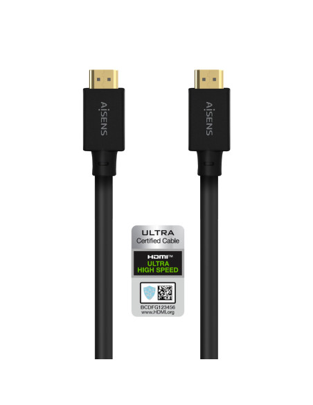 AISENS Cable HDMI V2.1 Ultra Alta Velocidad   Hec 8K@60Hz 48Gbps, A M-A M, Negro, 5.0M