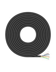 AISENS Cable de Red Exterior Impermeable RJ45 Cat.6 UTP Rígido CCA AWG23, Negro, 100M