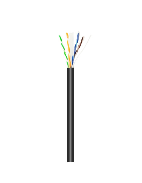 AISENS Cable de Red Exterior Impermeable RJ45 Cat.6 UTP Rígido CCA AWG23, Negro, 100M