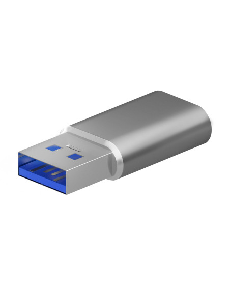AISENS Mini Adaptador USB 3.2 Gen2   USB 2.0 3A, Tipo USB-C H-A M, Gris