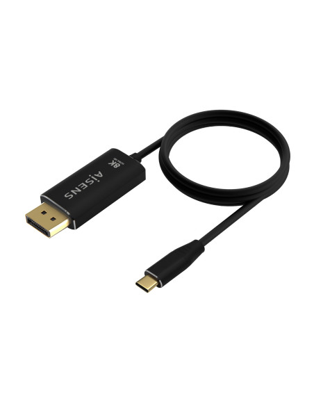 AISENS Cable Conversor Aluminio USB-C a Displayport 8K@60Hz, USB-C M-DP M, Negro, 0.8M
