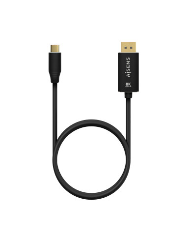 AISENS Cable Conversor Aluminio USB-C a Displayport 8K@60Hz, USB-C M-DP M, Negro, 0.8M