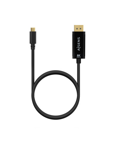 AISENS Cable Conversor USB-C a Displayport 8K@60Hz, USB-C M-DP M, Negro, 0.8M