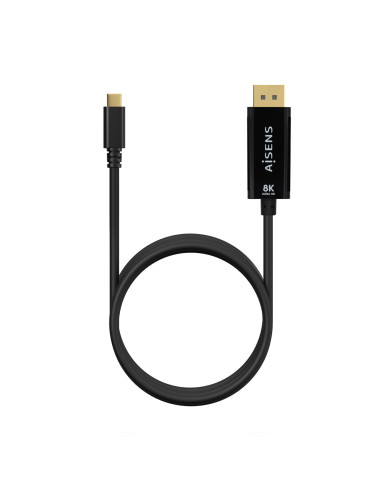 AISENS Cable Conversor USB-C a Displayport 8K@60Hz, USB-C M-DP M, Negro, 1.8M