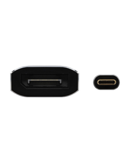 AISENS Conversor Aluminio USB-C a Displayport 8K@60Hz, USB-C M-DP H, Negro, 15cm