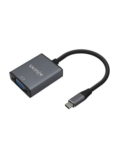 AISENS Conversor Aluminio USB-C a VGA, USB-C M-HDB15 H, Gris, 15cm