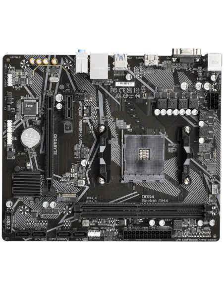 GIGABYTE Placa base A520M K V2 - Compatible con CPUs AMD Ryzen serie 5000 AM4, hasta 5100MHz DDR4 (OC), PCIe Gen3 x4 M.2, LAN