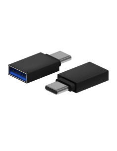 AISENS Mini Adaptador Aluminio USB 3.2 Gen1 3A, Tipo USB-C M-A H, Negro