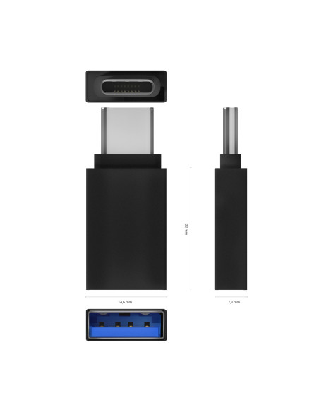 AISENS Mini Adaptador Aluminio USB 3.2 Gen1 3A, Tipo USB-C M-A H, Negro