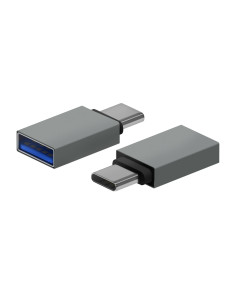 AISENS Mini Adaptador Aluminio USB 3.2 Gen1 3A, Tipo USB-C M-A H, Gris