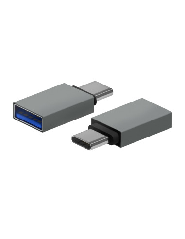 AISENS Mini Adaptador Aluminio USB 3.2 Gen1 3A, Tipo USB-C M-A H, Gris