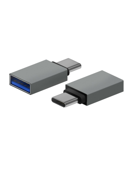 AISENS Mini Adaptador Aluminio USB 3.2 Gen1 3A, Tipo USB-C M-A H, Gris