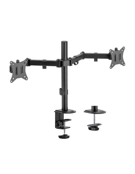 AISENS Soporte de Mesa ECO Giratorio e Inclinable para Monitor TV 9Kg (3 Pivotes, 2 Brazos) de 17-32, Negro