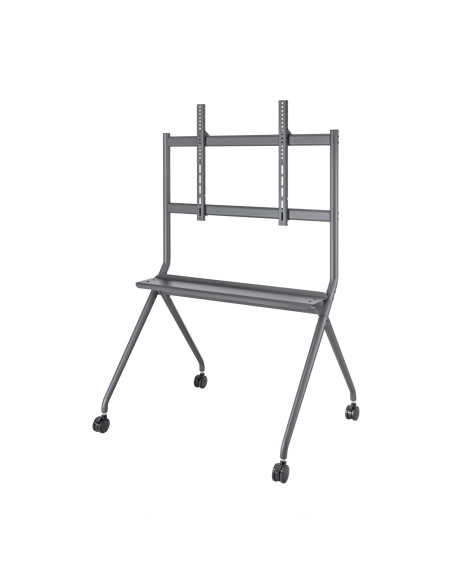 AISENS Soporte De Suelo Pro Con Rueda, 1 Bandeja Para Pantalla Interactiva TV 120kg De 50-86, Negro
