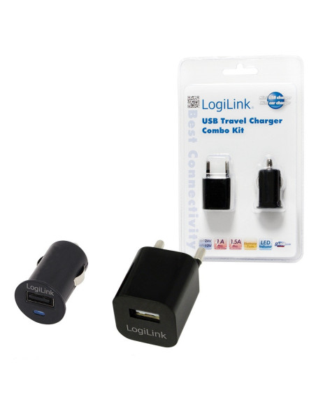 LogiLink PA0076 adaptador e inversor de corriente Auto Interior Negro