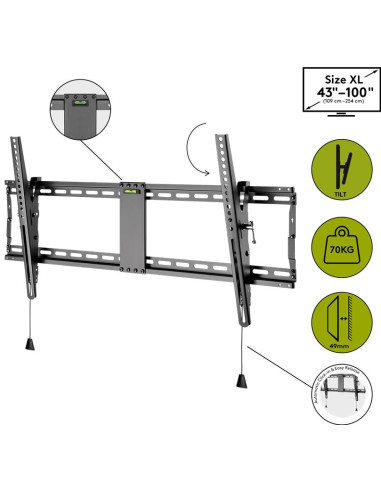 Wentronic Pro TILT (XL) 2,54 m (100") Negro