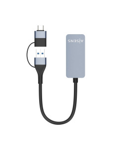 AISENS Conversor USB3.2 Gen1 USB-A+USB-C a Ethernet 2.5G 10 100 1000 2500 Mbps, Gris, 15cm 2
