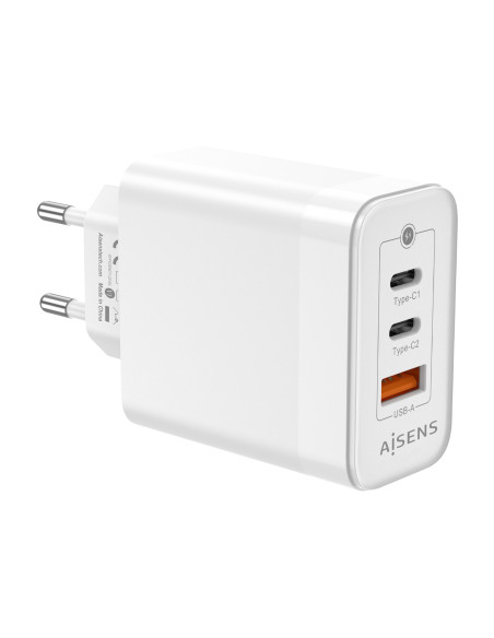 AISENS Cargador Gan 65W, 2xUSB-C PD3.0 QC4.0, 1xUSB-A QC3.0, Blanco