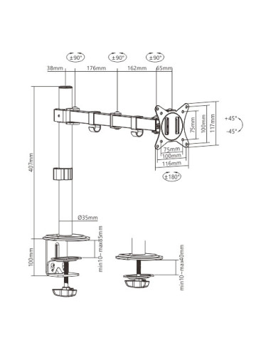 Gembird MA-D1-01 soporte para monitor 81,3 cm (32") Escritorio Negro