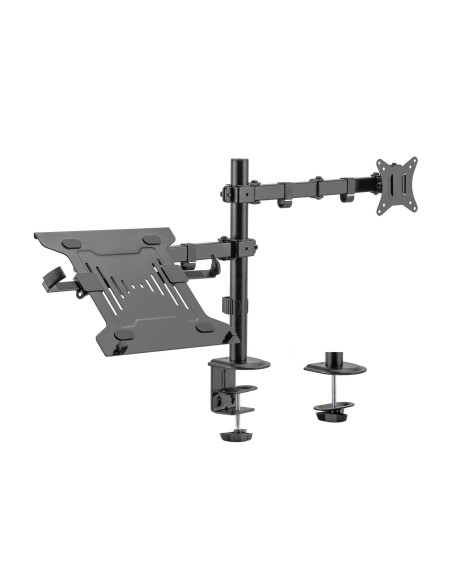 AISENS Soporte de Mesa Giratorio e Inclinable para Portatil y Monitor TV 9Kg de 17-32, Negro