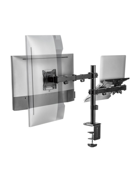 AISENS Soporte de Mesa Giratorio e Inclinable para Portatil y Monitor TV 9Kg de 17-32, Negro