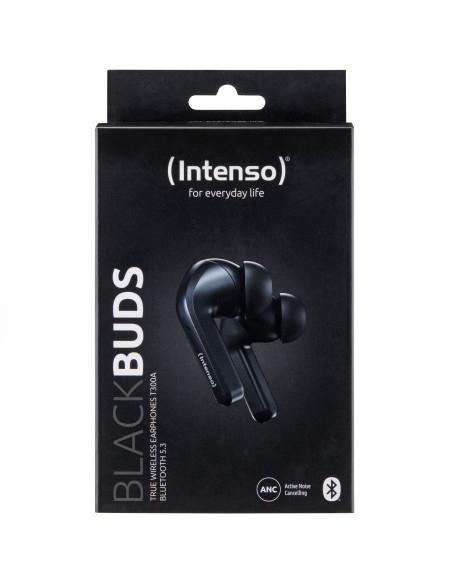 Intenso Black Buds T300A Auriculares True Wireless Stereo (TWS) Dentro de oído Llamadas Música Deporte Uso diario USB Tipo C