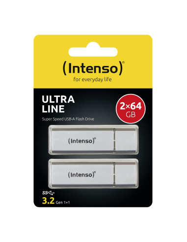 Intenso Ultra Line 2 x 64GB unidad flash USB USB tipo A 3.2 Gen 1 (3.1 Gen 1) Plata