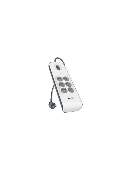 Belkin BSV604VF2M-V2 limitador de tensión Gris, Blanco 6 salidas AC