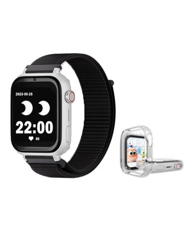 SaveFamily SaveWatch Plus Reloj + Protector GPS y Llamadas 4G Blanco Pulsera Tela Negra