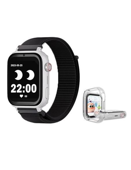 SaveFamily SaveWatch Plus Reloj + Protector GPS y Llamadas 4G Blanco Pulsera Tela Negra
