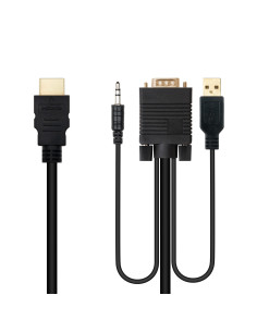 Nanocable Cable Conversor HDMI a VGA+Audio+USB, 1.8 m, Negro 2