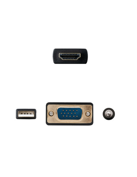 Nanocable Cable Conversor HDMI a VGA+Audio+USB, 1.8 m, Negro