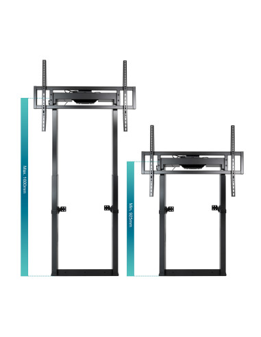TooQ TITAN Soporte de Suelo Fijo con Regulación Eléctrica de Altura para Pantallas 55"-100", Negro