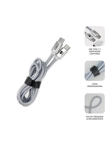 SUBBLIM CARGADOR ULTRA RAPIDO 2xUSB DE PARED PD25W+QC3.0+Cable C to C y lightning Blanco