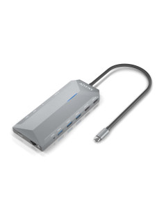 AISENS USB-C Dock 12 En 1, USB-C A 2xHDMI, 1xRJ45, 3xUSB-A, 2xUSB-C, 1xUSB-C PD, 1xAudio, 1xSD, 1xMicro SD, Gris, 30cm 2