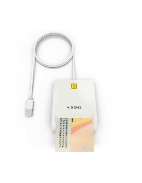 AISENS Lector de Tarjeta Inteligente DNI, Blanco