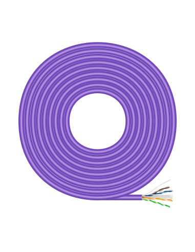 AISENS Cable de Red RJ45 LSZH Cat.6 UTP Rigido AWG23 CCA (Aleacion), Violeta, 100M