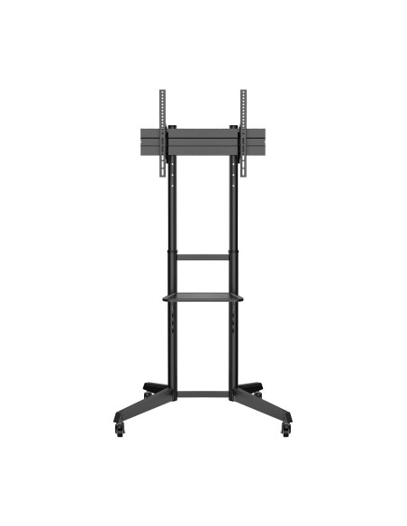 AISENS Soporte de Suelo ECO con Rueda, Bandeja para DVD para Monitor TV 50Kg de 37-70, Negro