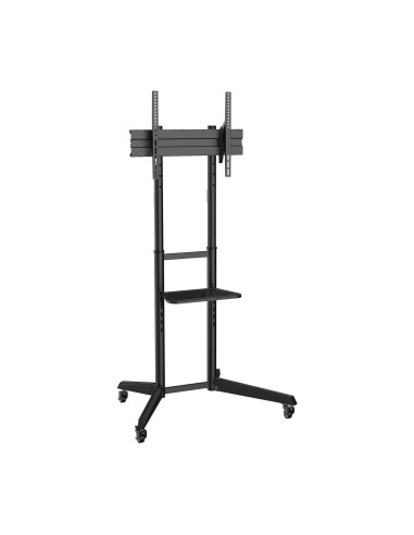 AISENS Soporte de Suelo ECO con Rueda, Bandeja para DVD para Monitor TV 50Kg de 37-70, Negro