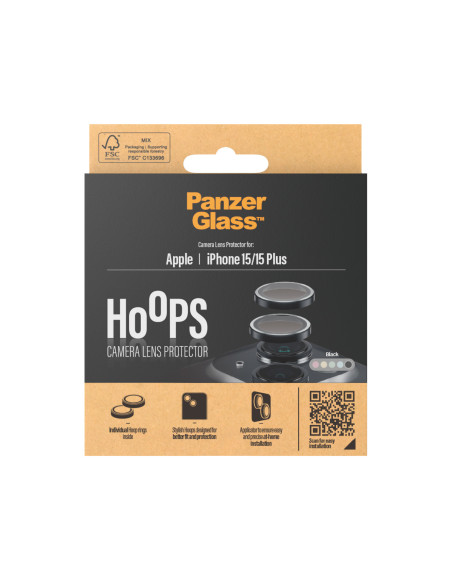 PanzerGlass ® Hoops® Camera Lens Protector Black iPhone 15 | 15 Plus Protector de pantalla Apple 1 pieza(s)