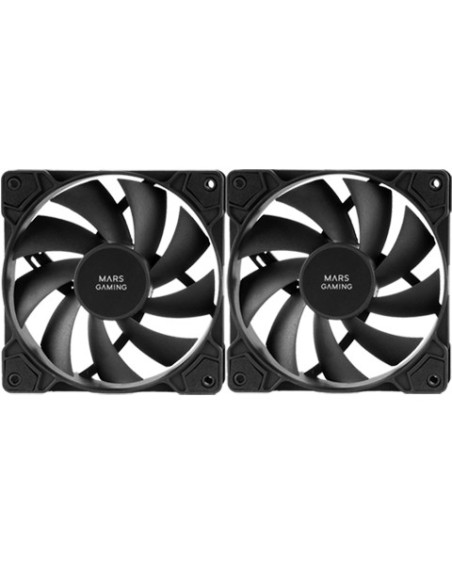 Mars Gaming MF-PWMX2 Negro, Kit 2 Ventiladores 120mm, Ultra silenciosos FDB 12dB, Sistema Anti-vibraciones, Sistema PWM