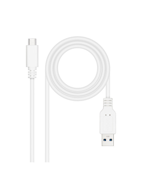 Nanocable Cable USB 3.1, Gen2 10 Gbps 3A, tipo USB-C M-A M, Blanco, 2 m