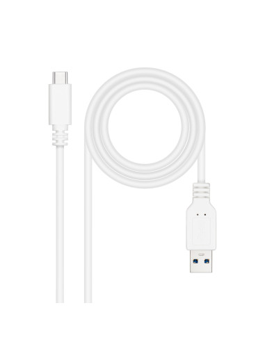 Nanocable Cable USB 3.1, Gen2 10 Gbps 3A, tipo USB-C M-A M, Blanco, 1 m