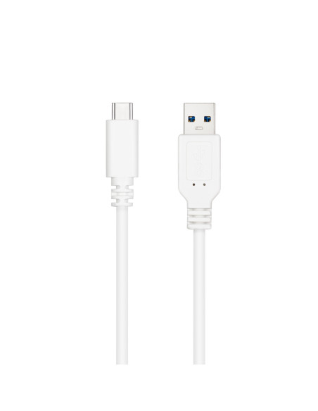 Nanocable Cable USB 3.1, Gen2 10 Gbps 3A, tipo USB-C M-A M, Blanco, 1 m