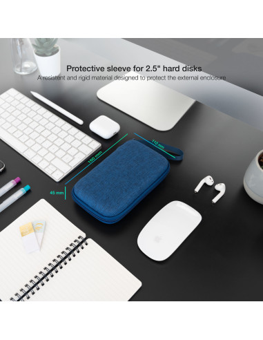 TooQ Estuche Protector para Caja Externa de 2.5”, Azul Pacífico