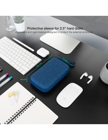 TooQ Estuche Protector para Caja Externa de 2.5”, Azul Pacífico