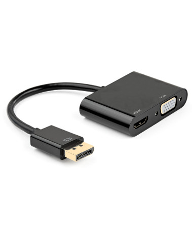 Ewent EC1457 adaptador de cable de vídeo DisplayPort HDMI + VGA (D-Sub) Negro