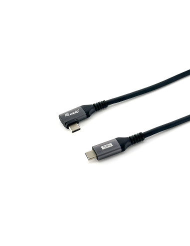 Equip 128891 Cable USB 2.0 C a C en ángulo de 90°, M M, 1,0 m, PD 100 W, negro