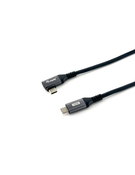 Equip 128891 Cable USB 2.0 C a C en ángulo de 90°, M M, 1,0 m, PD 100 W, negro